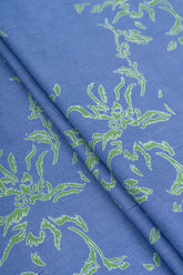 (Pre Cut-1 Meter) Cotton Flex Cornflower Blue Color Floral Pattern Natural Print Fabric.
